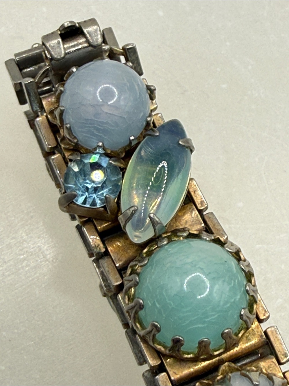 Sensational vintage MCM mermaid opalite cabachon bracelet rare piece 6.5